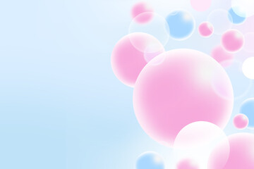 Abstract geometric circle soft light gradient blue and pink sweet bokeh background for Graphic Business technology digital design illustration web template backdrop desktop wallpaper bubbles banner