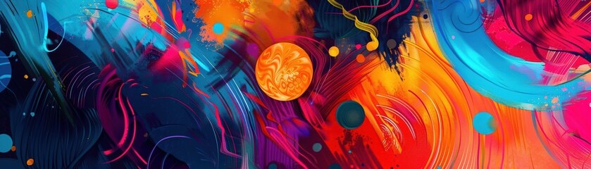 An abstract art piece featuring a visual representation of a heartbeat transforming into a musical rhythm