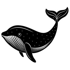 The Whale silhouette art vector illustration in white background