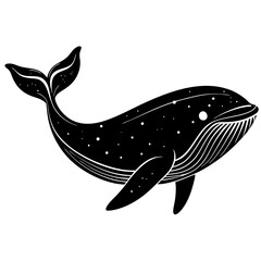 The Whale silhouette art vector illustration in white background