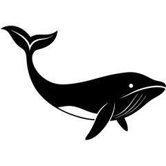 The Whale silhouette art vector illustration in white background