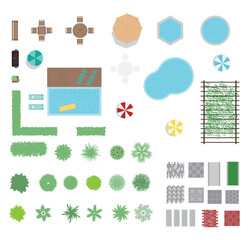 Vector set of drawings for landscaping, architecture and engineering projects - garden
