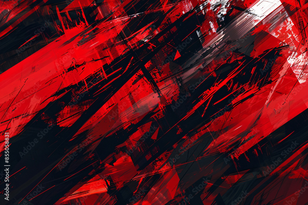 Poster abstract digital art background with glitch effect and dark red color, perfect for a modern design p
