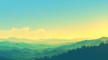 Obraz premium Mountain Ranges Under a Golden Sky