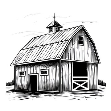Vintage farm barn logo design - barn wood building house farm cow cattle logo design