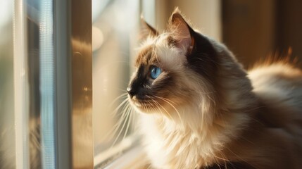 "A detailed photo of a Balinese cat with long silky fur"