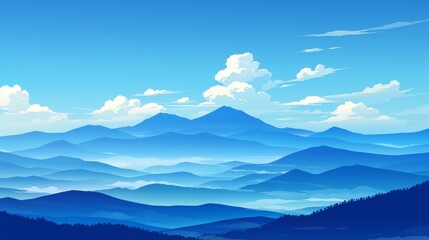 Fototapeta premium Blue Mountain Ranges Under a Bright Sky