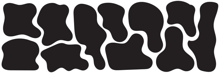  Modern liquid irregular blob shape abstract elements graphic flat style design fluid vector illustration set.
