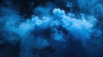 blue smoke explosion with paint brush strokes japanesestyle abstract background