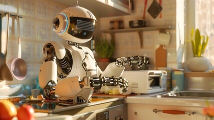 Innovative Robot Assistants Hilariously Aiding Elderly with Everyday Tasks in Detailed Comic Renderings