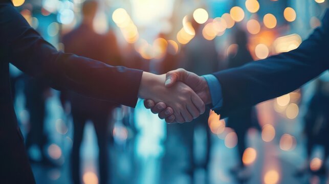 business professionals networking at corporate event handshakes and conversations blurred background candid photography