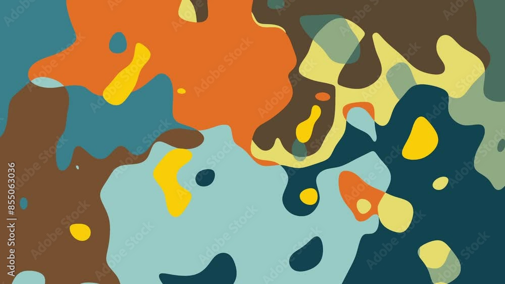 Poster abstract background - psychedelic turbulence: energetic fluid amorphous shapes in vibrant kaleidosco