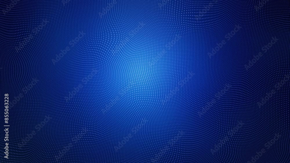 Poster abstract blue background - futuristic neon mesh waves: dynamic flowing dots in a mesmerizing wavy gr