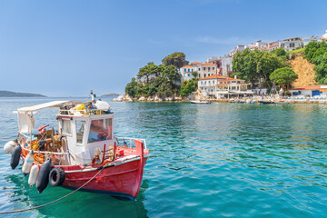 Skiathos old port on the island of Skiathos one of the Greek islands