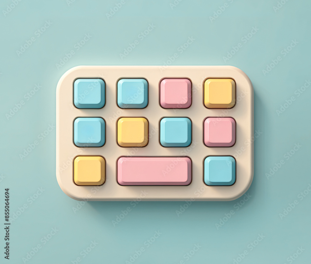 Poster 3d minimal keyboard icon. mini keyboard isolated object. pastel colors