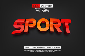 Sport Red Gradient Text Effect 3D Curved Style