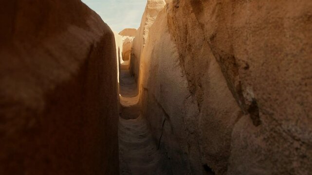 inside of a creek in the unfinished obelisk  in the northern region of the stone quarries of ancient Egypt in Aswan
