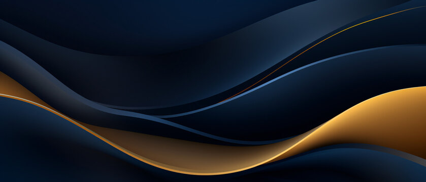 Dark blue golden royal awards graphics background with lines, elegant digital design concept.