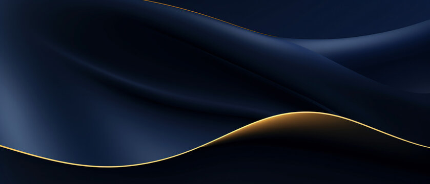 Dark blue golden royal awards graphics background with lines, elegant digital design concept.