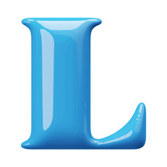 Blue 3D Font Letter L uppercase