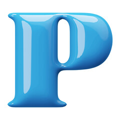 Blue 3D Font Letter P uppercase