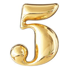 Gold Bubble 3D Number 5
