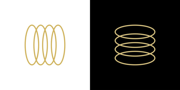 Ellipse gold parallel background vector. Circle ring circular outline shape