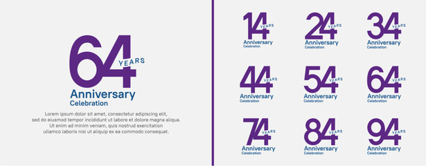 anniversary logotype set. vector design purple color for celebration event