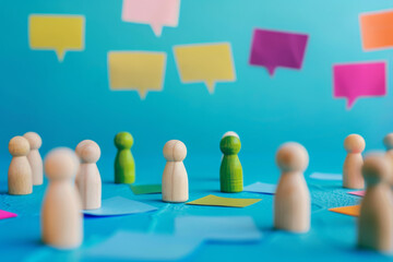 Scene is playful and creative, as the people are arranged in a circle