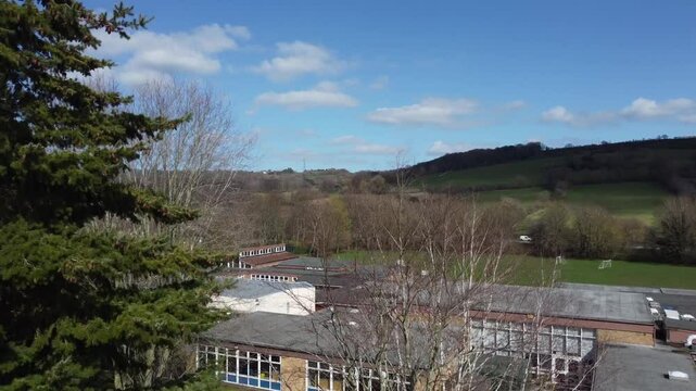 Drone Footage of flying and looking over a UK Primary School
