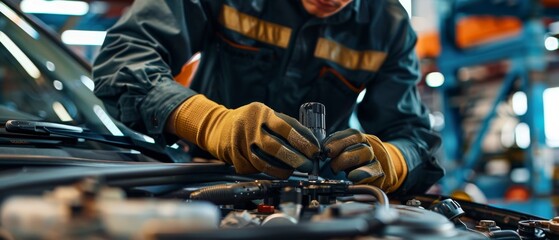 Reparatur: Mechatroniker beim Autoauspuff-Service