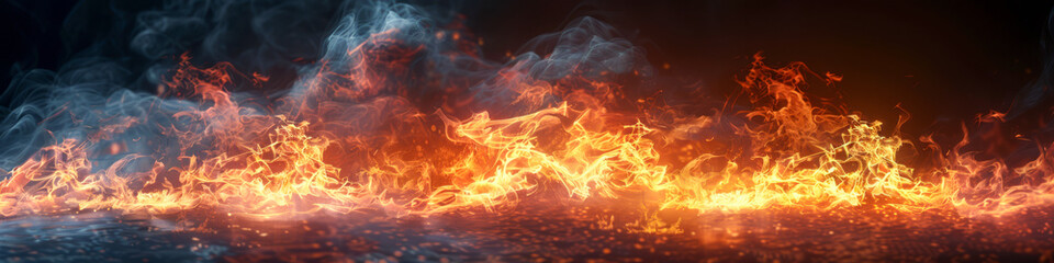 A fire is burning in the ocean