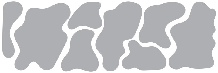  Modern liquid irregular blob shape abstract elements graphic flat style design fluid vector illustration set.