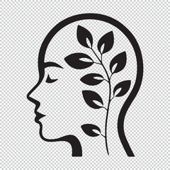 Simple hope, health and mental success and dedication concept logo or icon, black vector illustration on transparent background