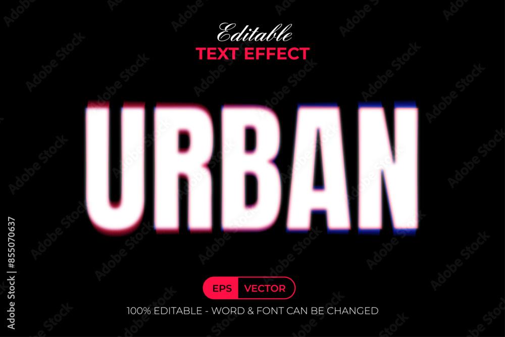 Poster urban text effect blur glitch style. editable text effect.