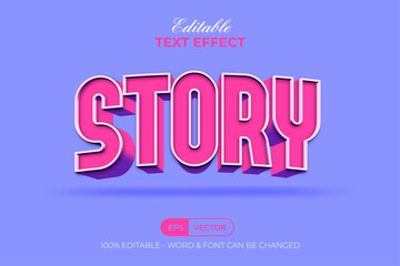 Story Text Effect Pink 3D Curve Style. Editable Text Effect.