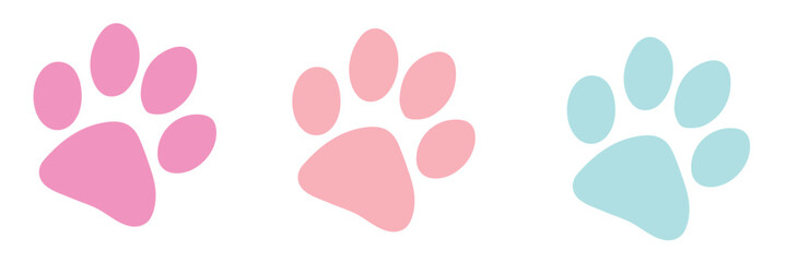 colorful Paw print simple icons Vector