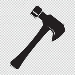 Simple hammer logo or icon style for coloring books, black vector illustration on transparent background
