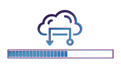 Retro Loading Animation 3D Neon Retro Icon Cloud with