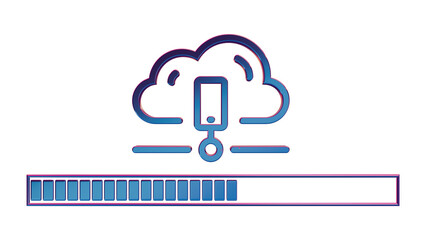 Retro Loading Animation 3D Neon Retro Icon Cloud with