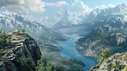 Mountain vantage point overlooks river