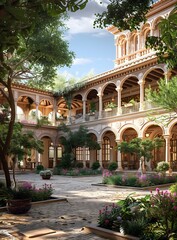 Beautiful Courtyard with Flowers