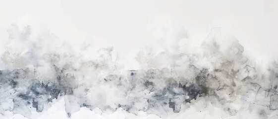 This artwork features an abstract composition of watercolor textures and shades of gray, white, and black.