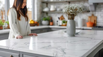 designer kitchen materials interior decorator helps client select perfect marble countertop lifestyle photo