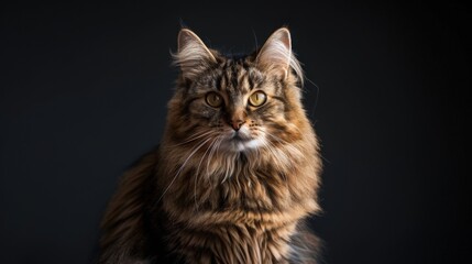 Obraz premium Siberian Cat with Thick Fur in Studio Photography Portrait