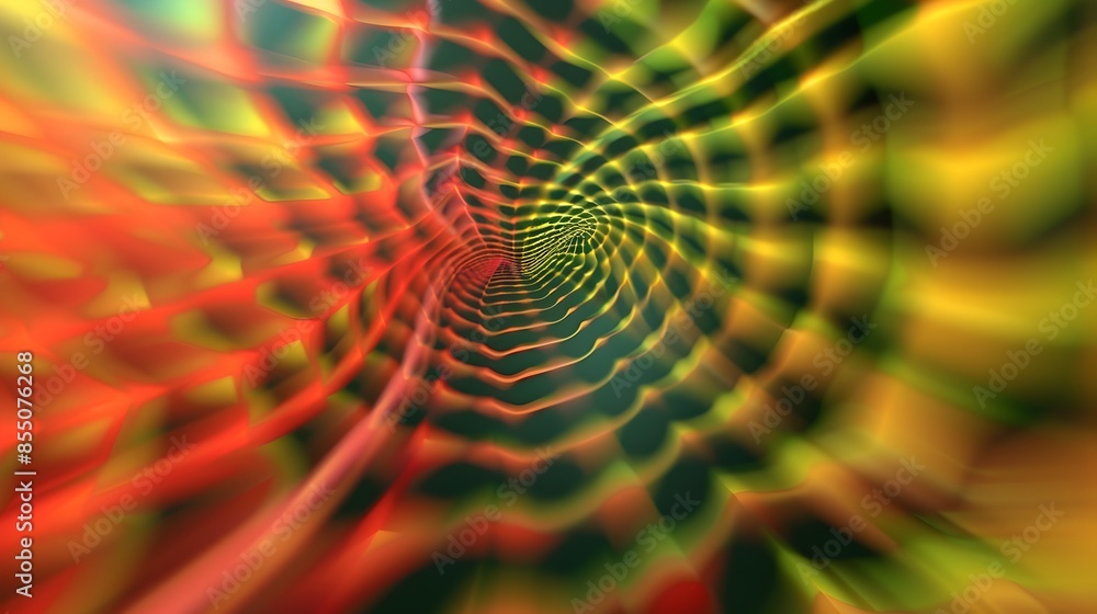 Poster mesmerizing spiral vortex of vibrant neon colors and dynamic abstract geometric patterns