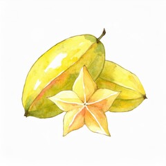 Fototapeta premium Hand drawn watercolor starfruit isolated on white background