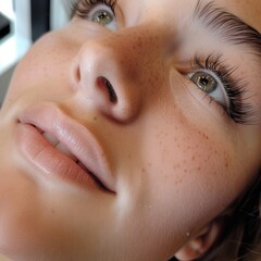 Woman face with eyelash extensions
