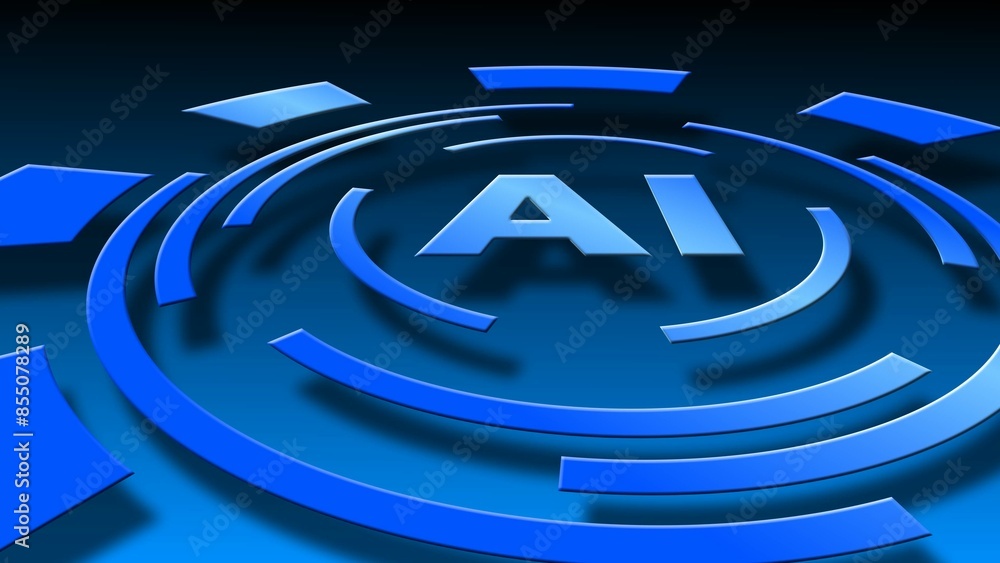 Poster ai letters in the middle of circle segments with shadows - technology design concept - 3d illustrati