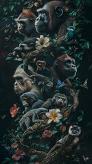 Obraz premium collage of primates wallpaper